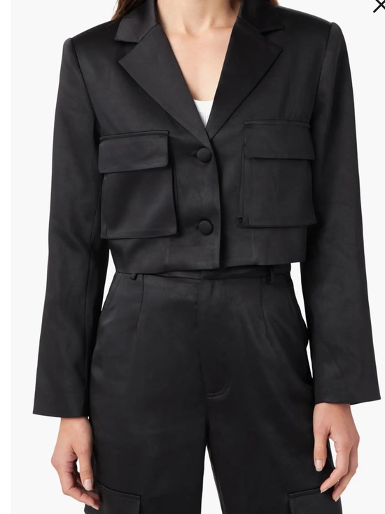 English Factory Jackets & Blazers - English Factory Cropped Satin Blazer